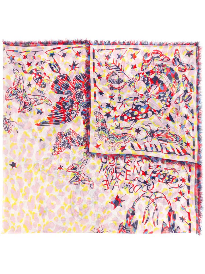 Alexander Mcqueen Printed Silk Foulard, Women's, Silk/modal