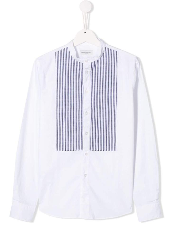 Paolo Pecora Kids Striped Bib Shirt - White