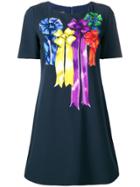 Moschino Ribbon Print T-shirt Dress - Blue