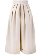 Delpozo Cropped Pleated Trousers, Women's, Size: 42, Nude/neutrals, Linen/flax/cotton/viscose