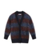 Burberry Kids Teen Tri-tone Striped Mohair Blend Cardigan - Blue
