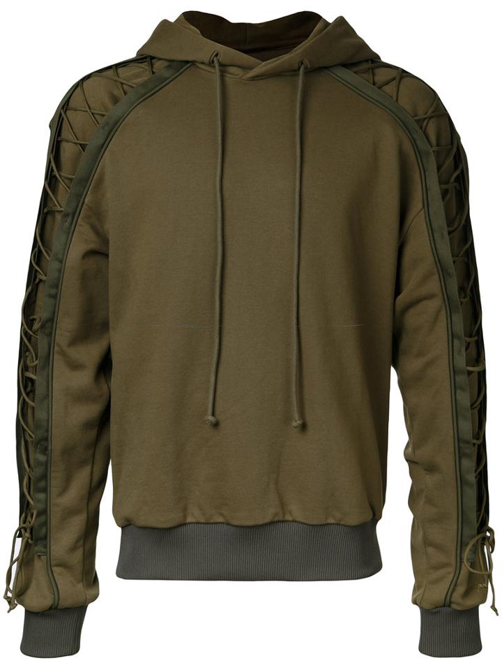 Juun.j Embroidered Drawstring Detail Hoodie, Men's, Size: 52, Green, Cotton