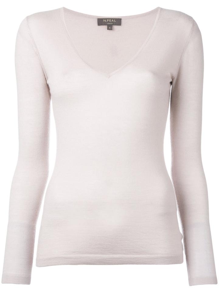 N.peal - Cashmere Superfine V-neck Jumper - Women - Cashmere - M, Nude/neutrals, Cashmere