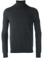 Saint Laurent Distressed Knit Roll Neck Jumper, Men's, Size: Medium, Grey, Wool/cashmere