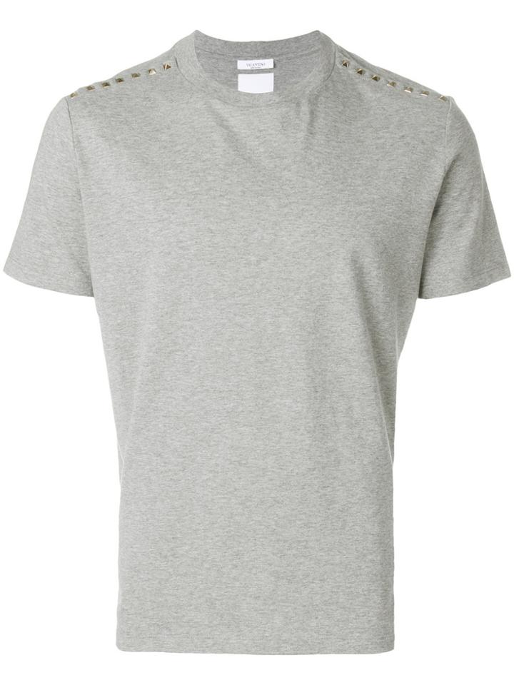 Valentino Rockstud-embellished T-shirt - Grey