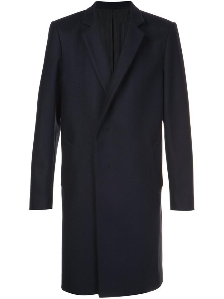 Wooyoungmi Double Breasted Coat, Men's, Size: 50, Blue, Nylon/cashmere/wool