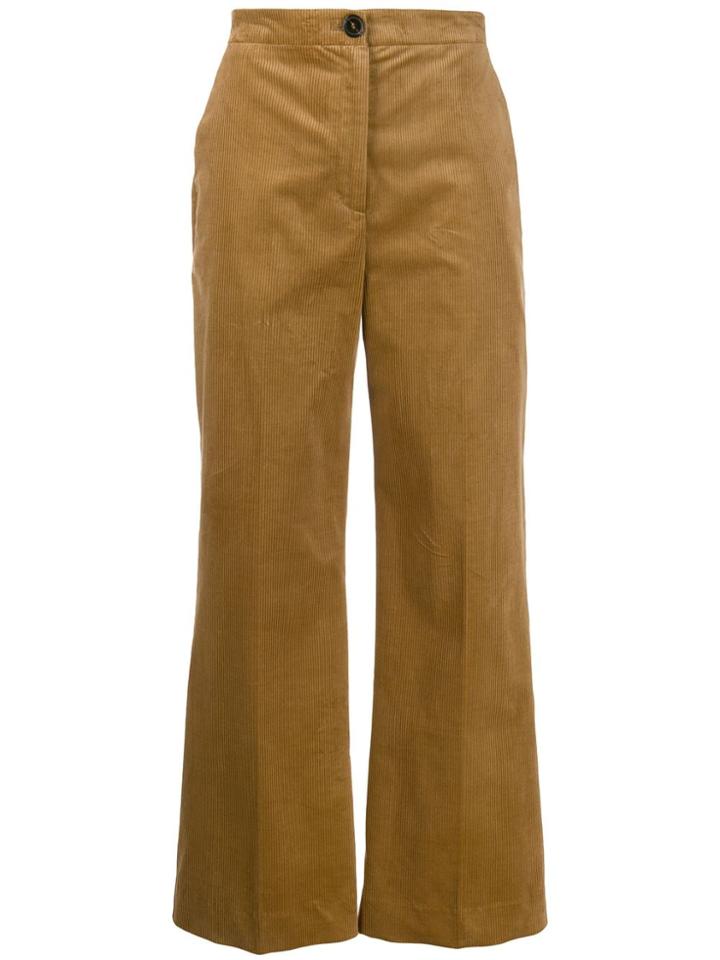Alexa Chung High Waisted Corduroy Trousers - Brown