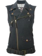 Jean Paul Gaultier Vintage Denim Effect Biker Gilet, Women's, Size: 40, Blue