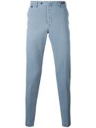 Pt01 Off Centre Button Chinos, Men's, Size: 50, Blue, Cotton/spandex/elastane