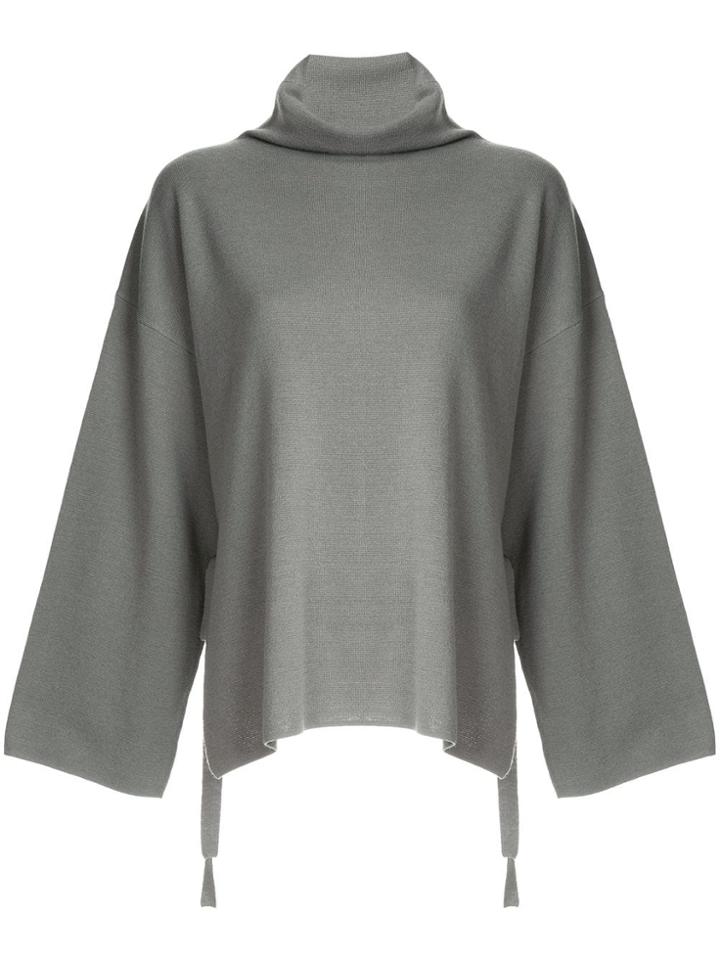 G.v.g.v. Milano Ribbed Bow High Neck Sweater - Grey