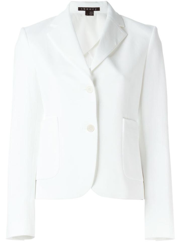 Theory Classic Blazer, Women's, Size: 0, White, Viscose/cotton/spandex/elastane
