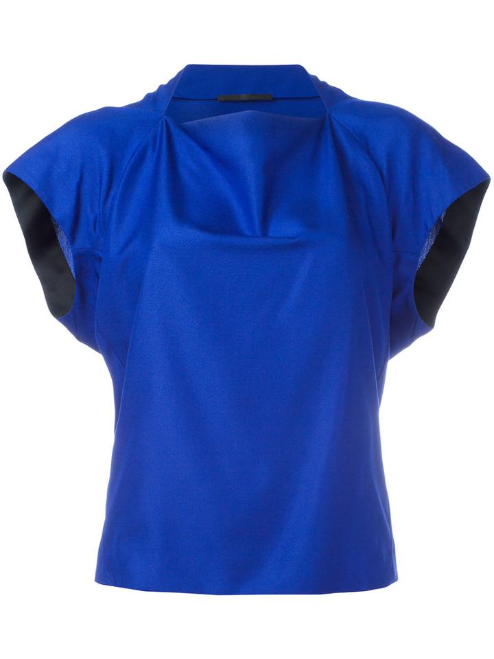 Slash Neck Top - Women - Silk/acetate/rayon - 38, Blue, Silk/acetate/rayon, Haider Ackermann