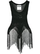Moschino Knitted Fringed Top - Black