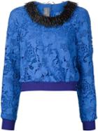 Monique Lhuillier Embellished Lace Sweater