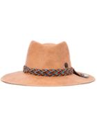 Maison Michel Braided Strap Hat, Women's, Size: Large, Brown, Suede/straw