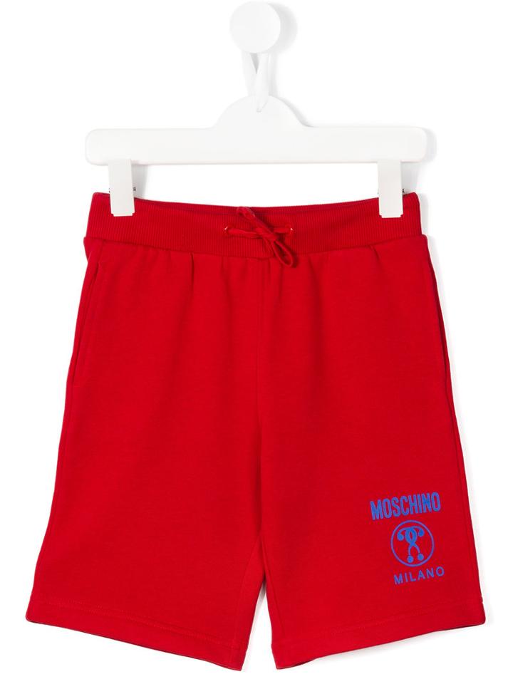 Moschino Kids Logo Print Track Shorts, Boy's, Size: 12 Yrs, Red
