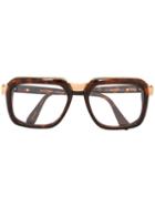 Cazal Square Frame Glasses, Brown, Acetate/metal