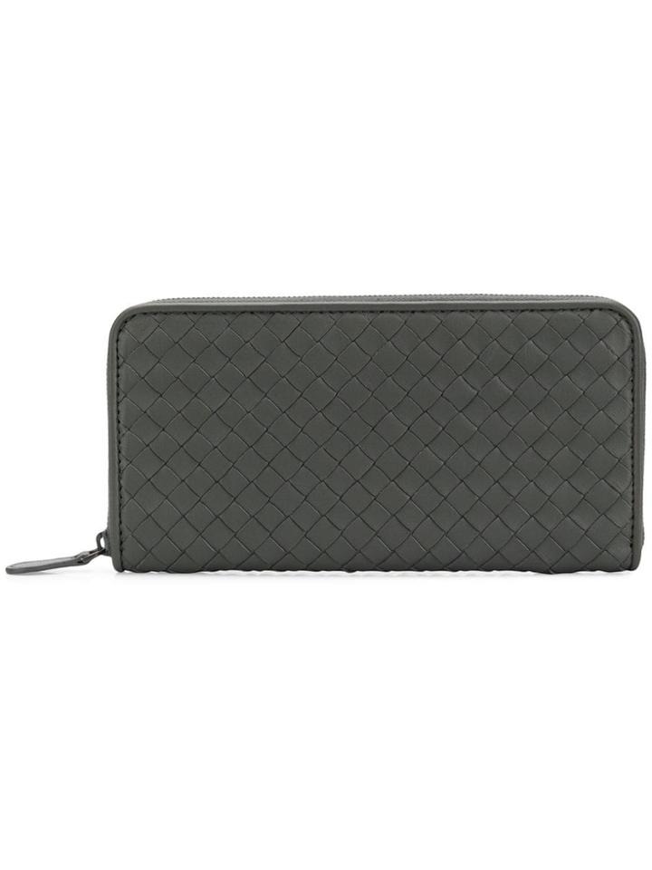Bottega Veneta Long Woven-effect Walet - Grey