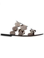 Chloé Lauren Snake Printed Sandals - Grey