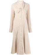 Tibi Kaia Stripe Flared Shirt Dress - Brown