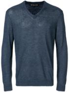 Michael Michael Kors V-neck Longsleeved Sweater - Blue