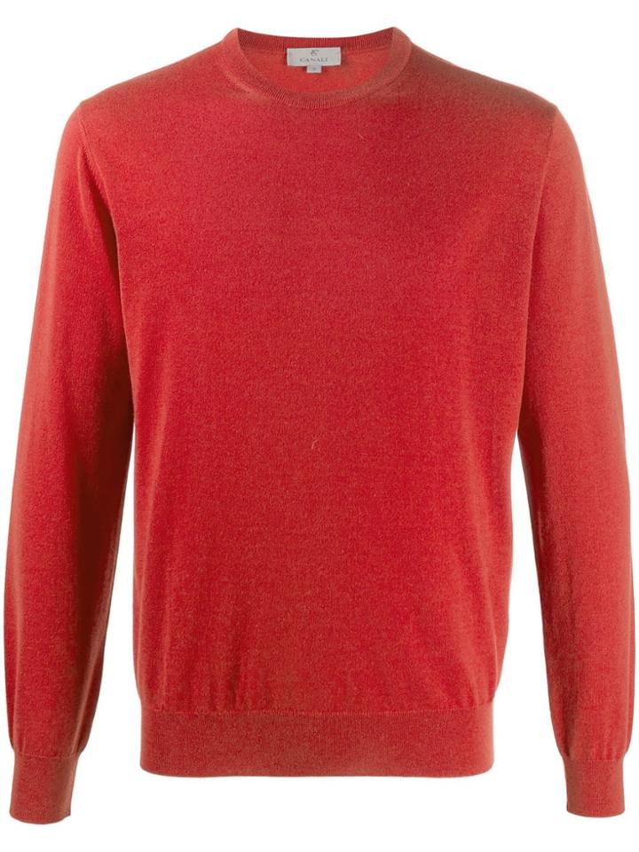 Canali Crew-neck Cashmere Jumper - Red