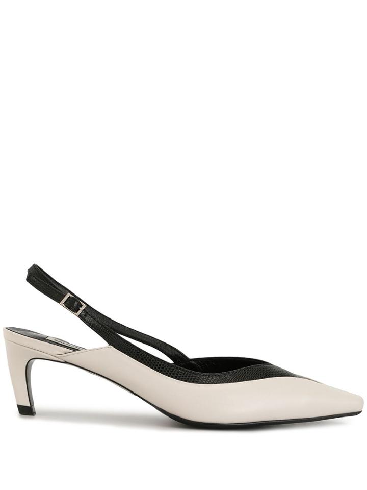 Salondeju Snake-effect Sling-back Pumps - Black