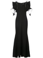 Badgley Mischka Ruffle Sleeve Dress - Black