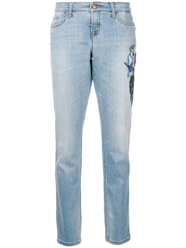 Cambio Embellished Cropped Jeans - Blue