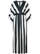 Adam Lippes Plunge Stripe Dress - Black