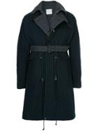 Sacai Contrast Layer Pinstripe Raincoat - Blue