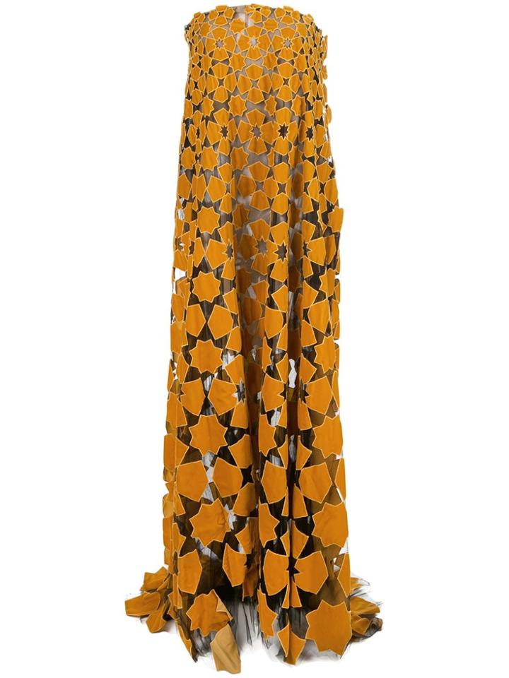 Oscar De La Renta Floral Print Dress - Orange