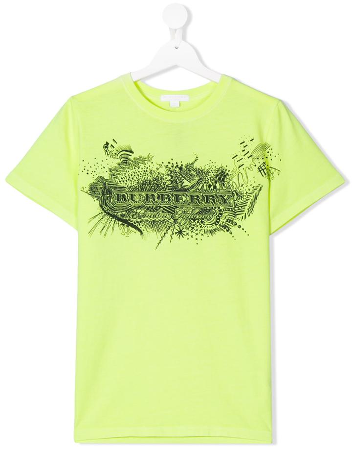 Burberry Kids Graphic Logo Printed T-shirt - Yellow & Orange