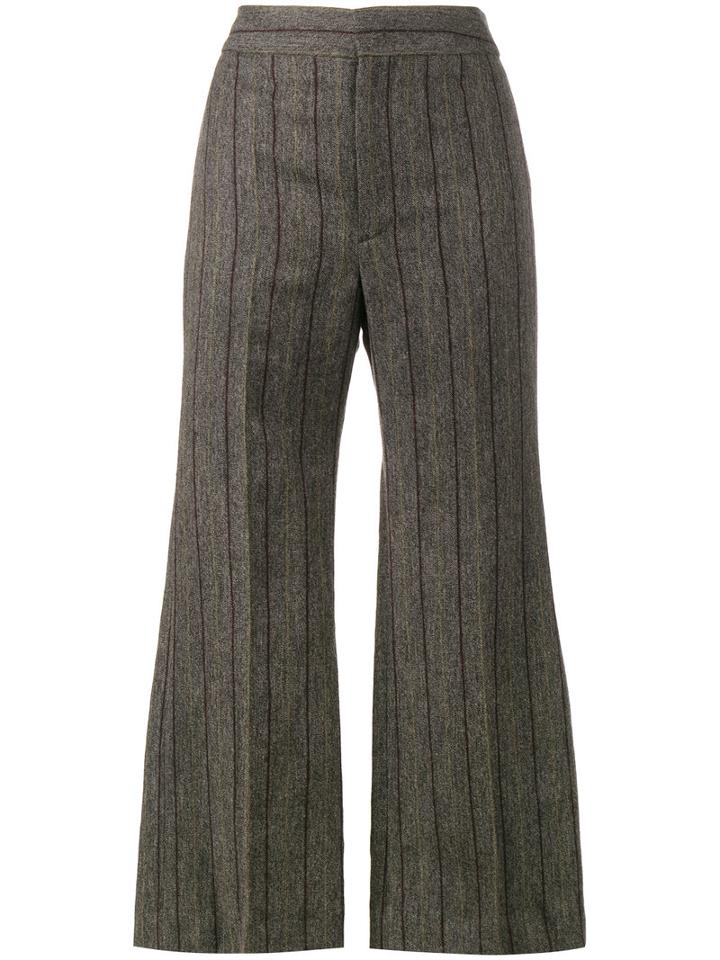 Isabel Marant - Keroan Flared Cropped Trousers - Women - Linen/flax/viscose/virgin Wool - 38, Grey, Linen/flax/viscose/virgin Wool