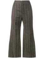 Isabel Marant - Keroan Flared Cropped Trousers - Women - Linen/flax/viscose/virgin Wool - 38, Grey, Linen/flax/viscose/virgin Wool