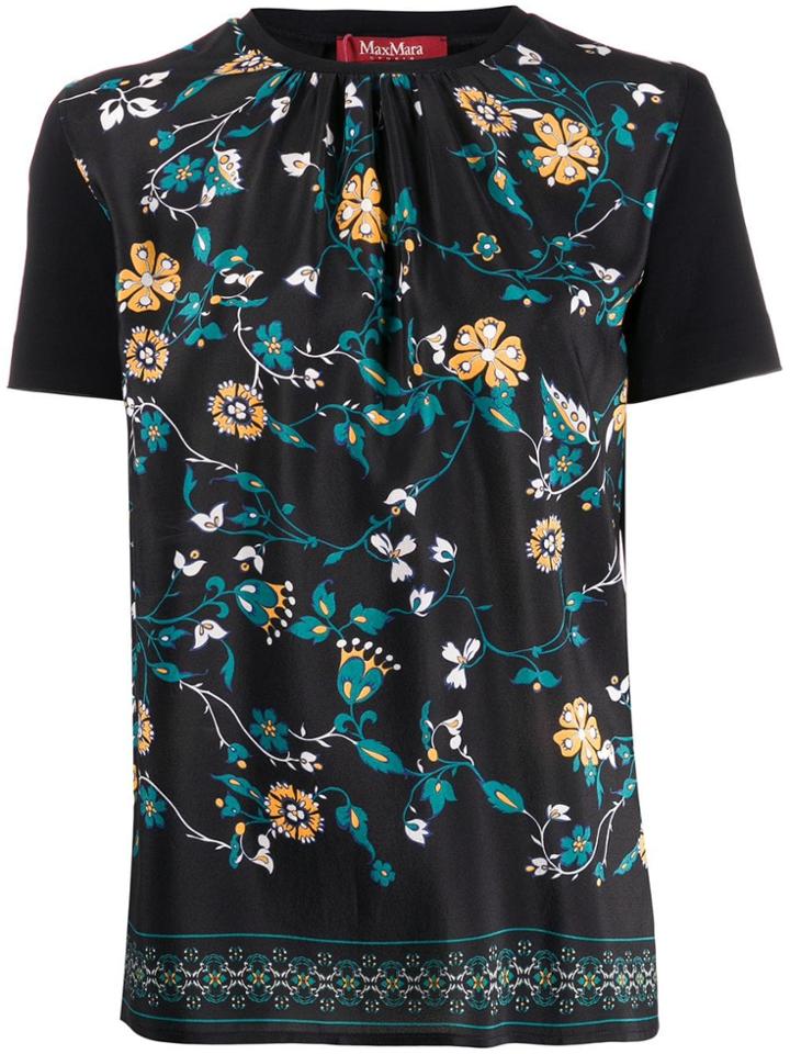 Max Mara Floral Print Top - Black