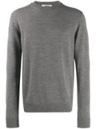 Msgm Intarsia Logo Knitted Sweater - Grey