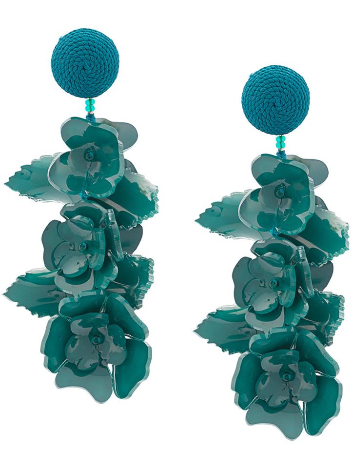 Oscar De La Renta Climbing Flower Earrings - Green