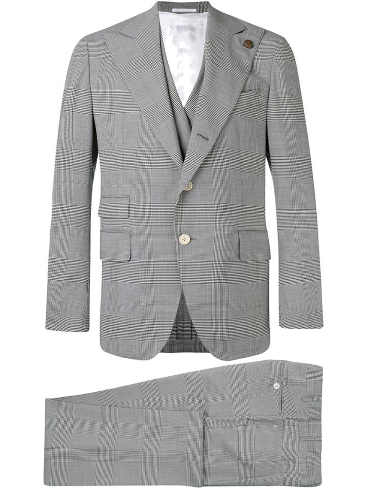 Gabriele Pasini Embroidered Checked Suit - Grey