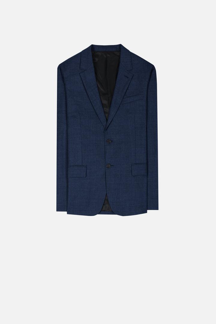 Ami Alexandre Mattiussi Lined 2 Button Jacket, Men's, Size: 46, Blue, Cotton/linen/flax