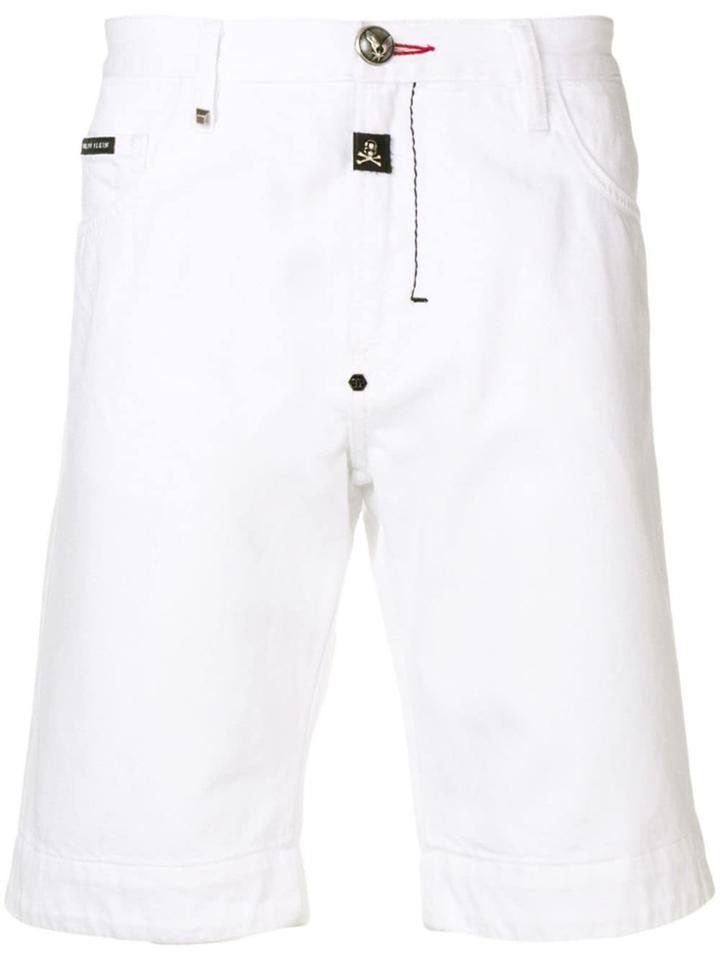 Philipp Plein Skull Print Denim Shorts - White