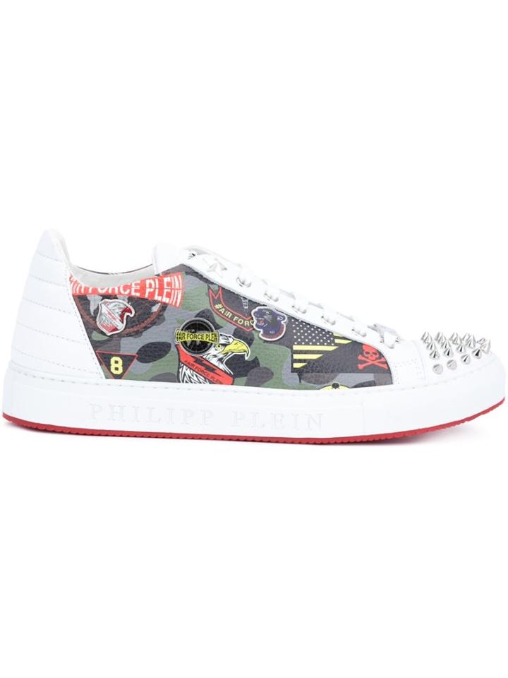 Philipp Plein Studded Air Force Sneakers, Men's, Size: 44, White, Leather/rubber