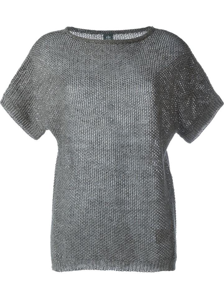 Eleventy Knitted Top, Women's, Size: M, Grey, Linen/flax