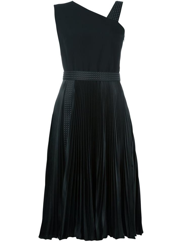 Christopher Kane Asymmetric Pleated Midi Dress, Women's, Size: 40, Black, Silk/acetate/viscose