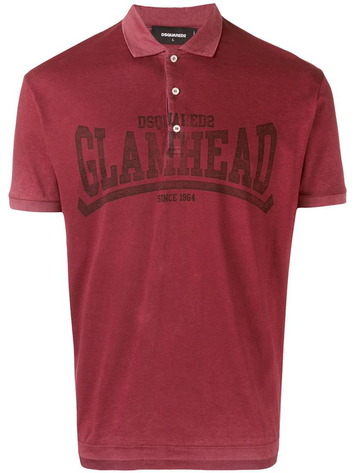Dsquared2 - Glamhead Print Polo Shirt - Men - Cotton - Xs, Red, Cotton