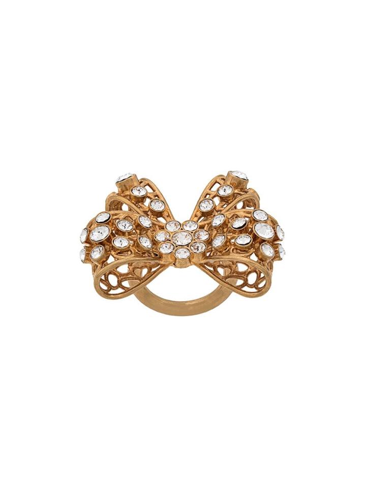 Versace Embellished Bow Ring - Gold