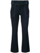 Derek Lam 10 Crosby - Utility Cropped Flare Trouser - Women - Cotton/spandex/elastane - 12, Blue, Cotton/spandex/elastane
