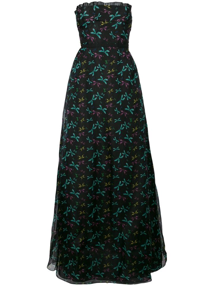 Rochas Printed Strapless Dress - Black