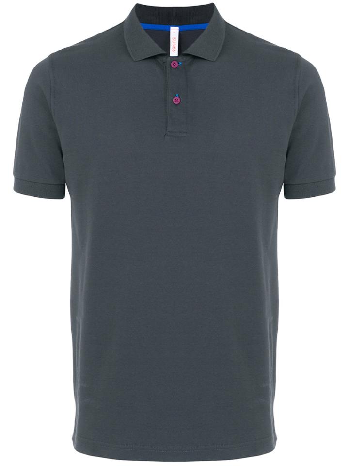 Sun 68 Contrast Button Polo Shirt - Grey