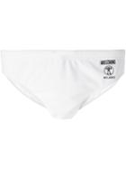 Moschino Logo Print Swim Trunks, Men's, Size: 48, White, Nylon/spandex/elastane